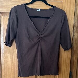 Old Navy Brown Ruched Short Sleeve Top